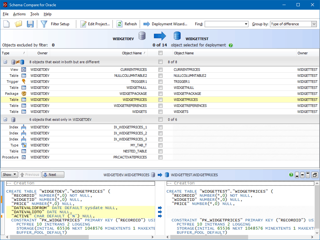 dbschema compare two schemas