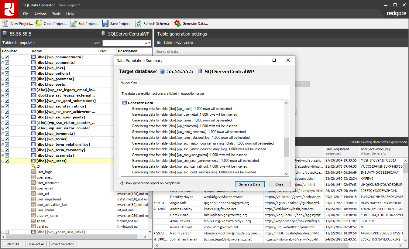 data generator for database