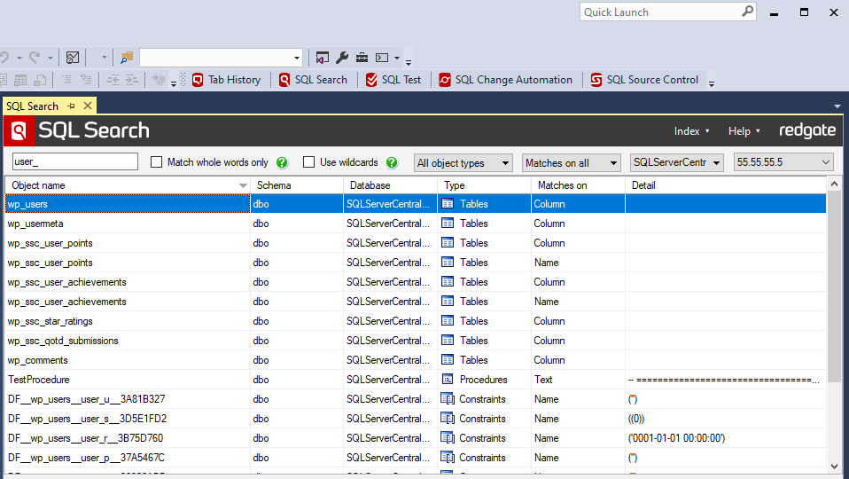 Sql search query