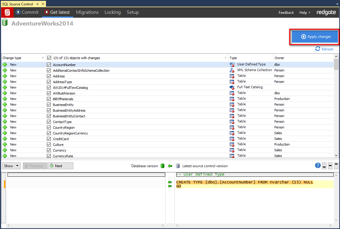 Versioning an existing database using SQL Source Control