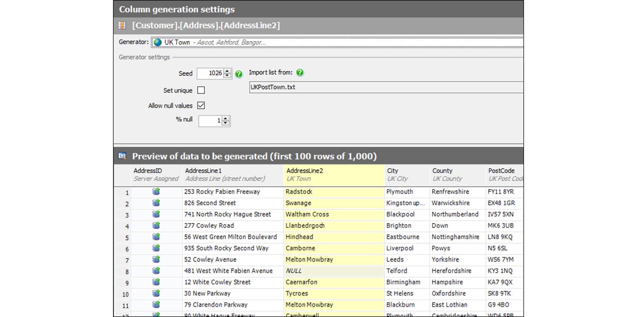 Generating test data is made easier with customizable options