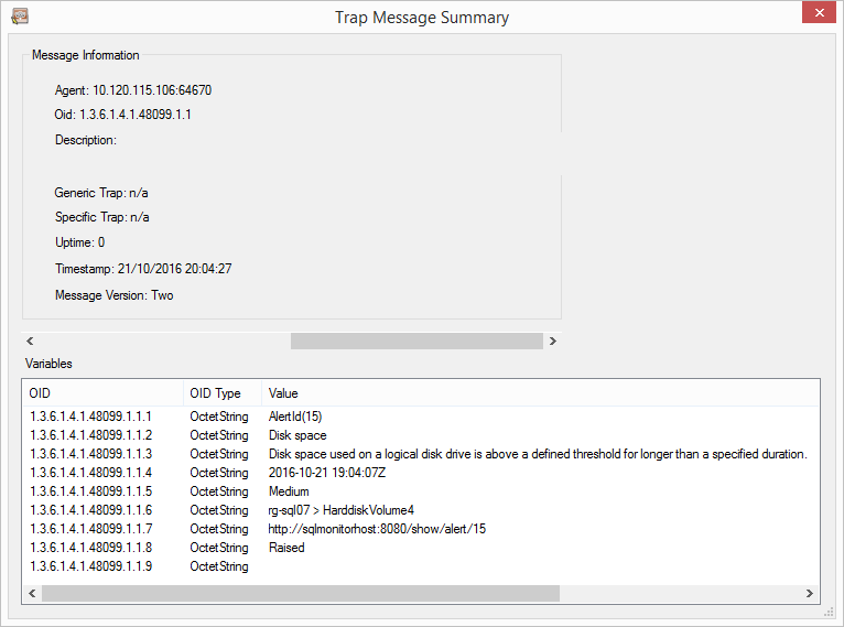 SQL Monitor SNMP trap