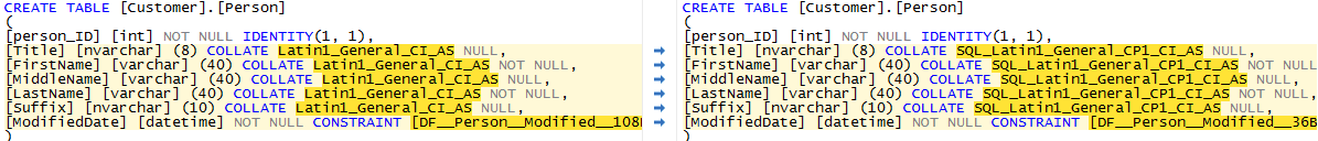 false differences due to collation settings