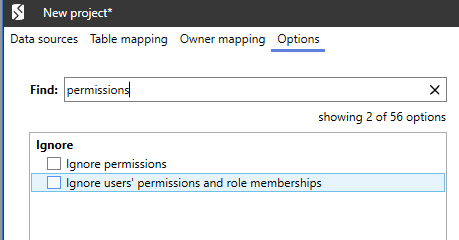 ignore differences in permissions and roles