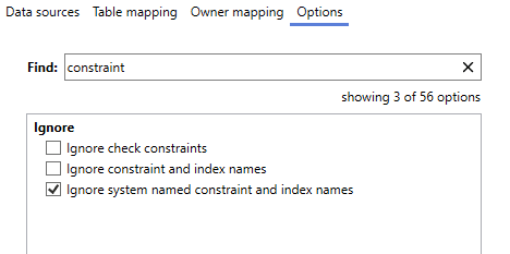 ignore differences in system-named constraints and indexes