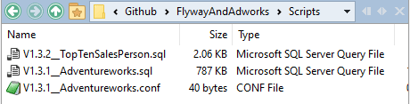 Two Flyway migration scripts for AdventureWorks