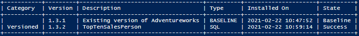 Database Migration from baseline