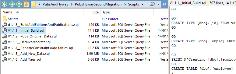 SQL Migration scripts for Pubs database