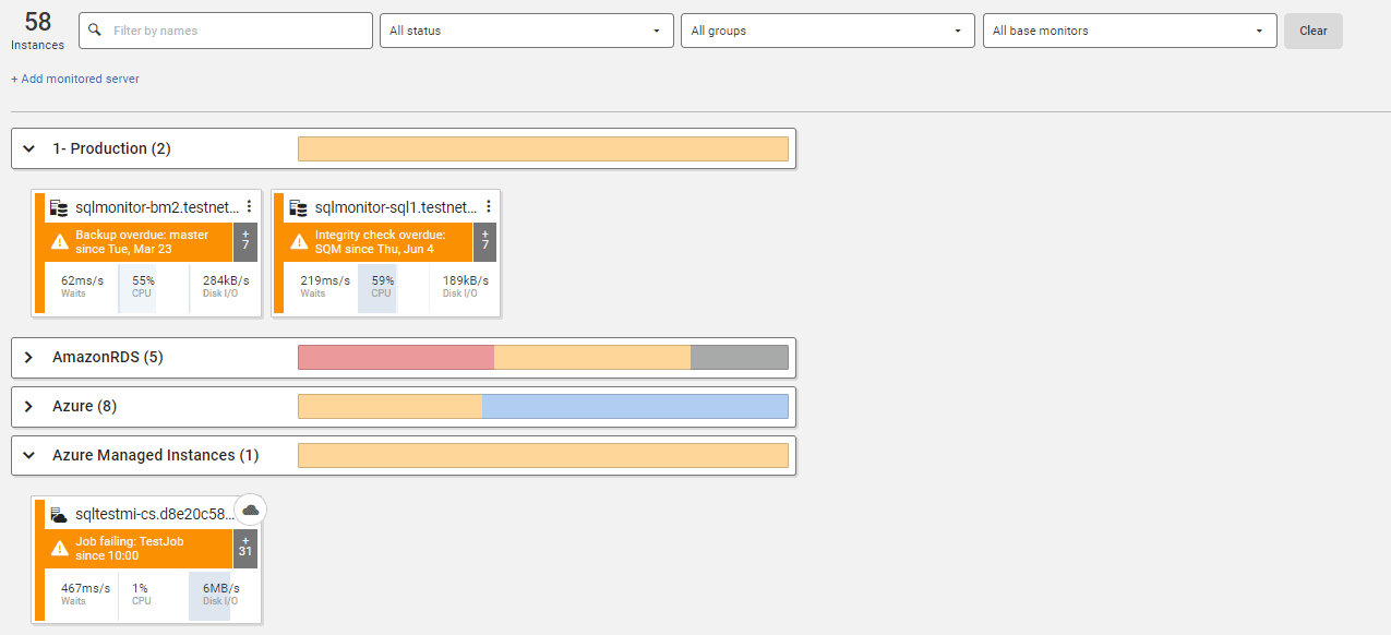 Global dashboard in SQL Monitor