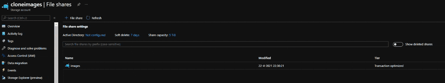 SQL Clone image in Azure File Share