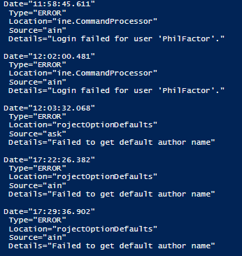 The output of the Import-Log log parser