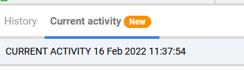 Image showing section of the graphical interface containing the tabs and the time of last data collection.