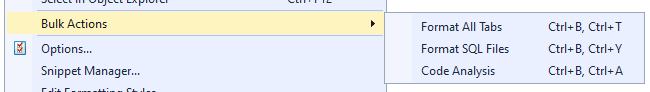 SQL Prompt Bulk Actions menu