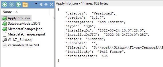 Applyinfo JSON report