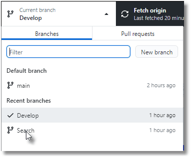 A feature branch in GitHub