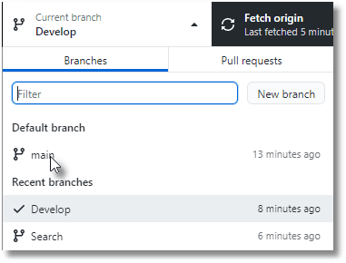 The main branch in GitHub