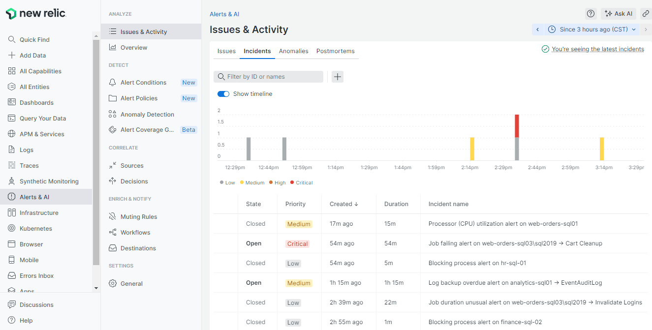 Viewing Monitor alerts in New Relic