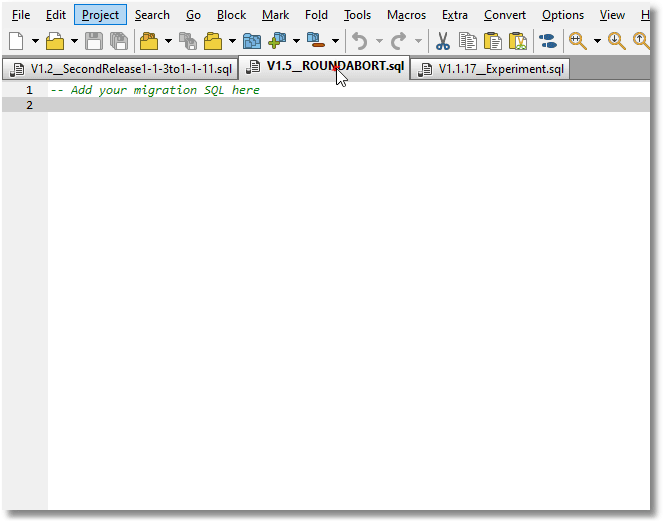new flyway migration in editpad