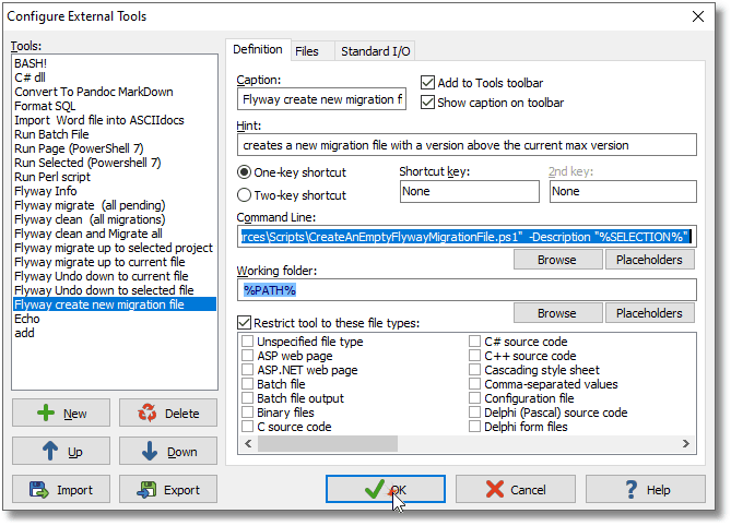 Selection macro in editpad
