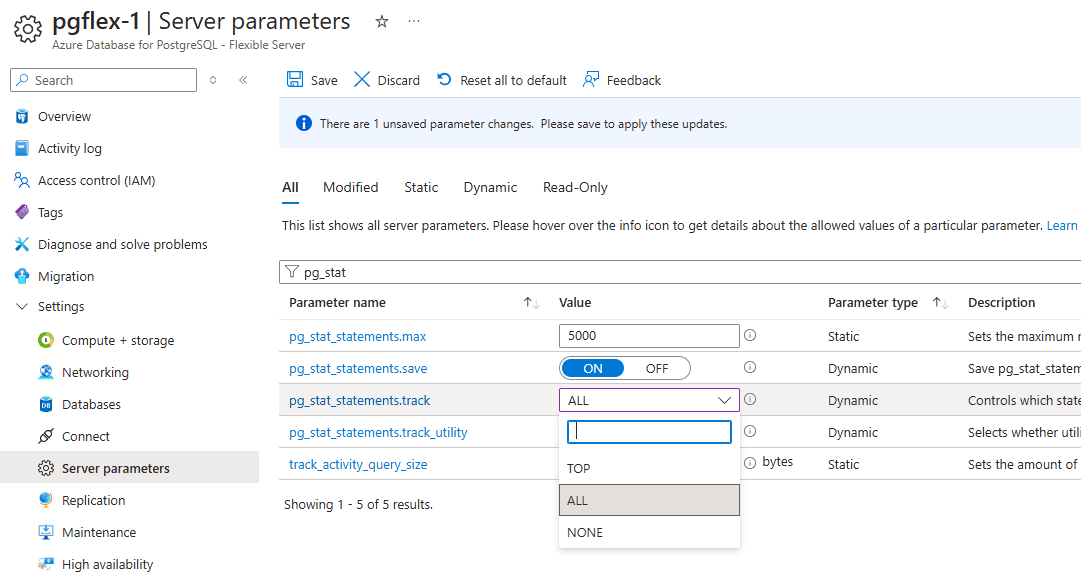 enable statement tracking