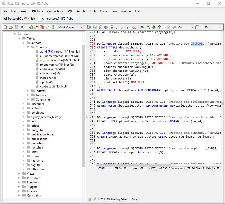 a new copy of the database