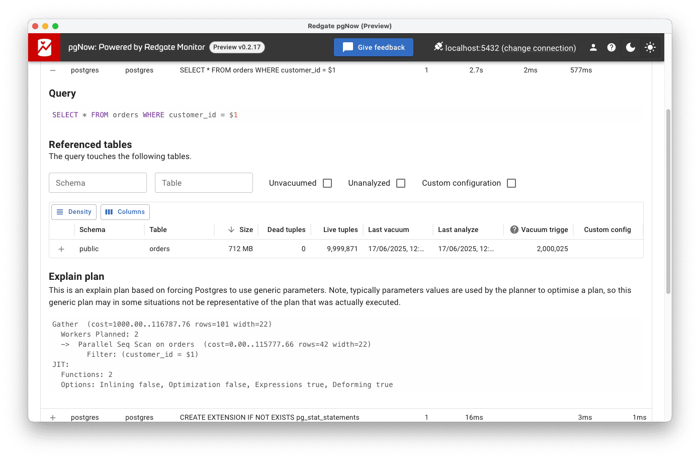Slow running query details 